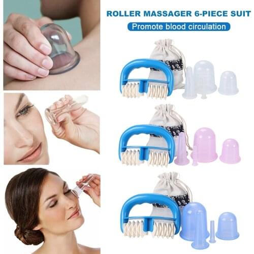 6pcs Silicone Anti Cellulite Vacuum Cupping Cans for Massage Suction Cup Health Body Pain Relief Roller Massager Therapy Kit