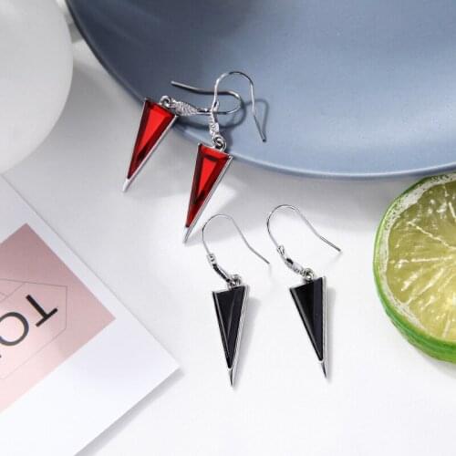 Bohemia Ethnic New Arrival 2020 Red/Black Resin Triangle Drop Earrings For Women Handmade Wedding Date Gift Earring Jewelty