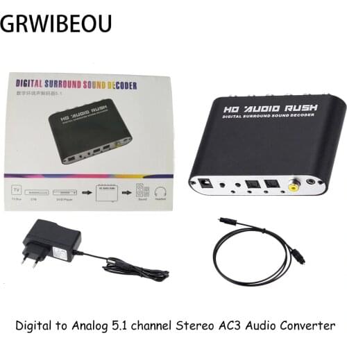 DAC 5.1 channel Digital to Analog Stereo AC3 Audio Converter Optical SPDIF Coaxial AUX 3.5mm to 6 RCA Sound Decoder Amplifier
