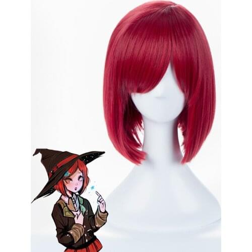 Danganronpa V3 Killing Harmony Yumeno Himiko Wine Bangs Bob Anime Cosplay Hair Wig 35cm + wig cap