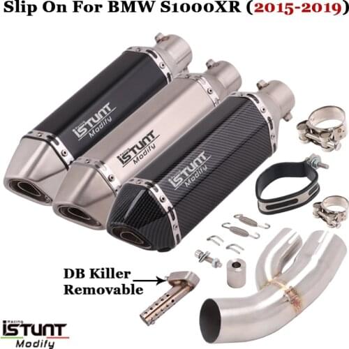 For BMW S1000XR 2015 2016 2017 2018 2019 Motorcycle Exhaust System Modified Escape Muffler DB Killer Middle Link Pipe Slip on