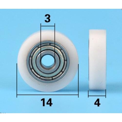 DuoWeiSi 3*14*4mm Plane miniature pulley 623 bearing roller POM muteBearing 29KG Inside 3mm