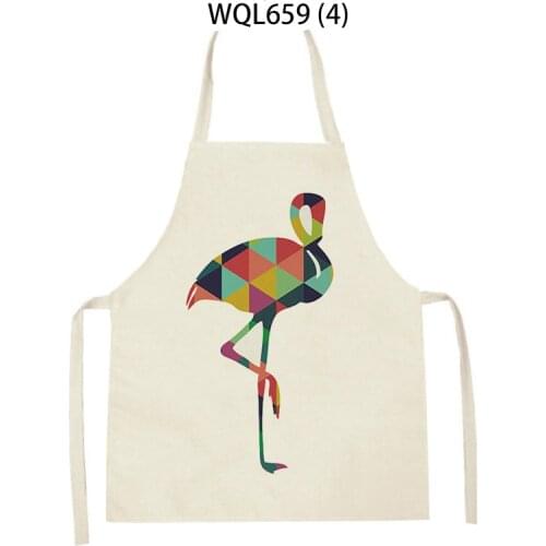 Flamingo Pineapple Scandinavian Style Printed Kitchen Apron For Men And Women Home Cooking Roast Coffee Shop Cleaning Accessorie