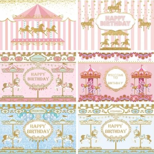 Yeele Carousel Stripes Horse Baby Birthday Backdrops Party Decor Photography Background Photozone Photographic For Photo Studio