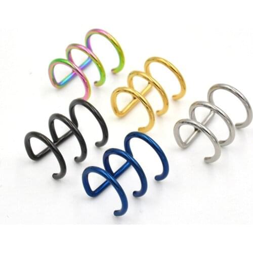 1PCS Ear Cuffs Three Ring Clip Ring Earrings For Women No Piercing Fake Cartilage Earring Studs Ear Stud Set Clip Cuff
