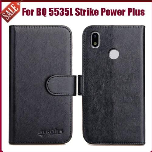 Hot! BQ 5535L Strike Power Plus Case 5.45" 6 Colors Flip Soft Leather Phone Wallet Cover Stand Function Case Credit Card Slots