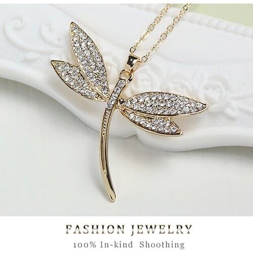 Fashion Silver Color Necklace Creative Dragonfly Woman Necklace Romantic Anniversary Party Gift Trend Jewelry 2021 Long Chain