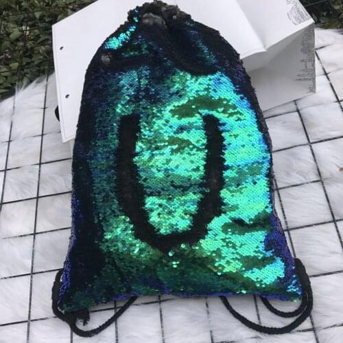 Women Fashion Drawstring Bags Teenage Girls Sequins Backpack Leisure School Bookbags Backpack Ladies Outdoor Travel Bags