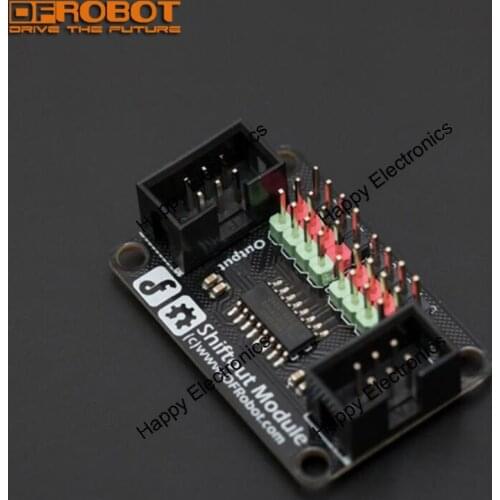 DFRobot Genuine Shiftout Module for Arduino, 5V 74HC595 with IDC6 Interface compatible with 51 AVR PIC and other microcontroller