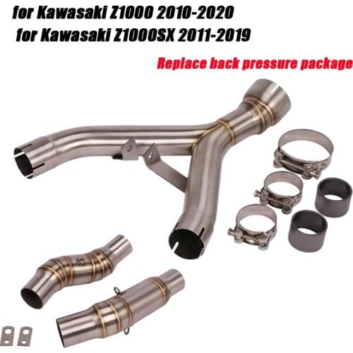 Motorcycle Delete Cat Replace Link Tubes With Middle Pipe Exhaust System For Kawasaki Z1000SX 2010-2019 Z1000 2010-2020