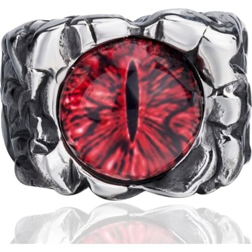 The devils eye Eye of hell Demon Mens Stainless Steel Biker Ring Vintage jewelry Size 8-13
