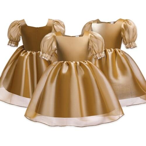 2021 New Kids Banquet Evening Dresses Little Girl Puff Sleeve Palace Style Princess Dresses For Girls Sleeveless Wedding Dresses