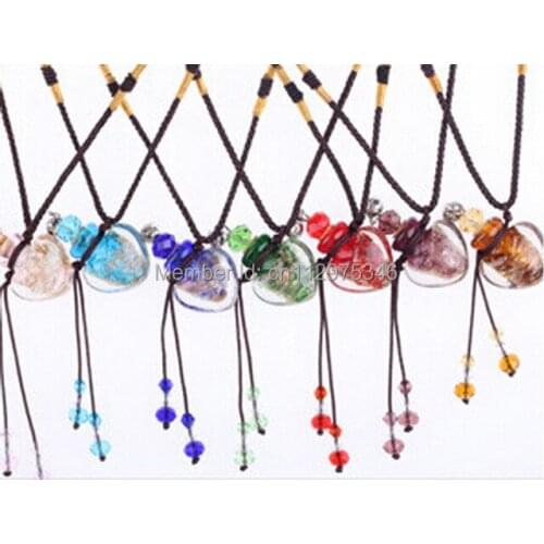 Wholesale 100pcs/lot By DHL/EMS Free shipping glass pendants necklaces perfume vial bottle pendants Best Gift DHL/EMS Free