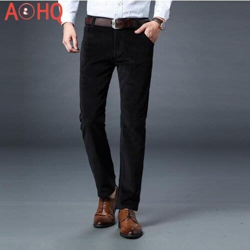 Autumn Winter Men Jeans Straight Slim Warm Corduroy Denim Pants Trousers Male Casual Business Jeans Men Overalls 2021