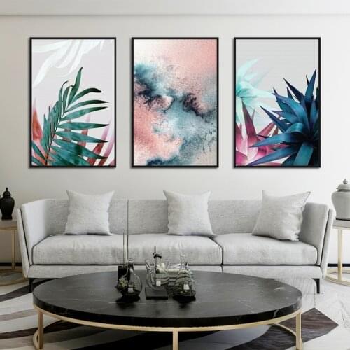 Nordic Modern Style Plants Green Blue Leaves Posters Art Canvas Pictures For Living Room Bedroom Decor Unframed