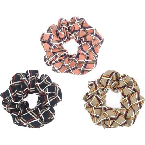 Furling Girl 1 PC Cross Check Plaid Polyester Hair Scrunchies Ponytail Holders Spring Elastic Hair Bands Women Hair Accessories