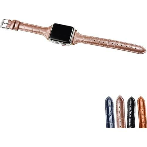 Bamboo Joint Leather for Apple Watch Slim Bands 38MM 40MM 42MM 44MM for IWatch Women Strap Classic Wristband Series 6 5 4 3 2 1