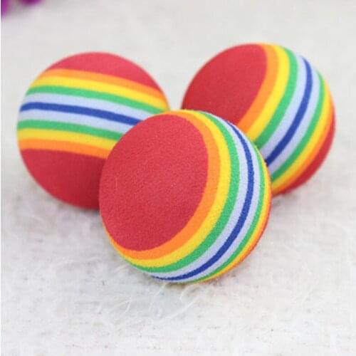 Funny Pet Toy Baby Dog Cat Toys 3.5CM Rainbow Colorful Play Balls For Pets Products JW