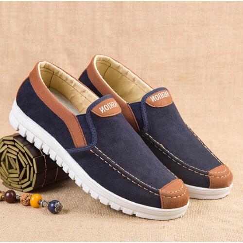 Men Classic Canvas Shoes Casual Sneakers Mens Lazy Shoes Moccasin Men Slip On Loafer Washed Denim Casual Flat Loafers