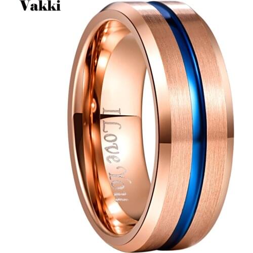 VAKKI Tungsten Ring for Men Women Rose Gold Color Wedding Band Couple Promise Ring Jewelry Anillos