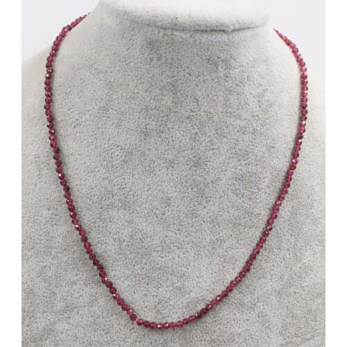 Wow!red garnet faceted round 3mm chocker necklace 16inch wholesale beads FPPJ