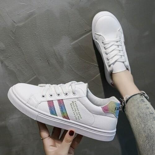 2021 New Fashion Women Sneakers Leather Shoes Spring Trend Casual Flats Female Comfort White Vulcanized Platform Shoes NVX343