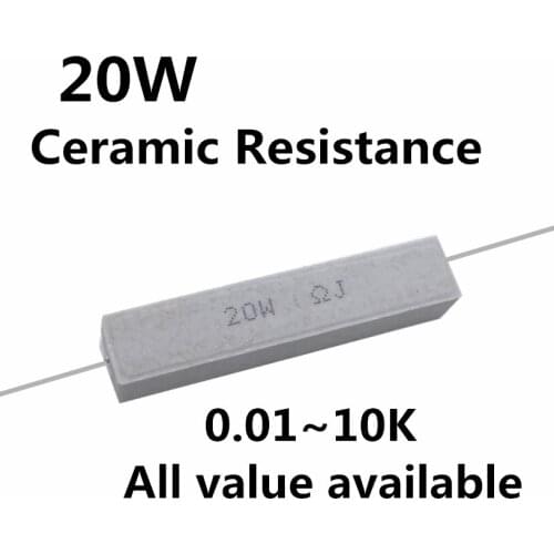1pcs 20W 0.1 0.22 0.33 0.47 0.5 1 1.2 ohm 0.1R 0.22R 0.33R 0.47R 0.5R 1R 1.2R Ceramic Cement Power Resistance Resistor 20W 5