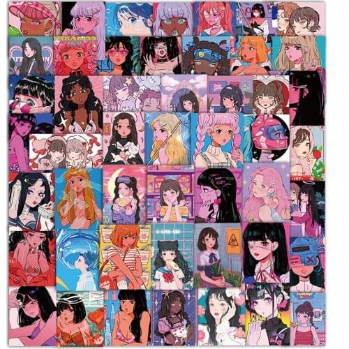 10/30/50pcs Retro Beauty Girl Illustration Stickes DIY Laptop Phone Skateboard Computer Guitar Car Cartoon Sticker Decals Toys