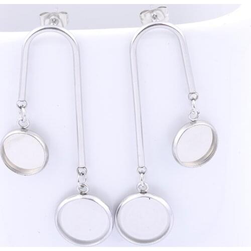 10pcs Fit 10mm 12mm Cabochon Earring Setting Blanks Stainless Steel Gold Plated Earrings Base Bezel Posts Diy Findings