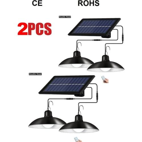 2 pcs remote 30 led 2 head Retro Lampshade Balcony Waterproof Storage Room Home Emergency Outdoor Indoor Shed Lamp Solar Pendant