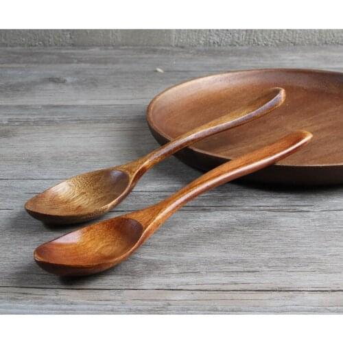 2pcs/lot 18CM High Quality Wave Wood Spoon Flatware Kitchen Tool Soup Dessert Coffee Stirring Ice Cream Honey Spoon MF 005