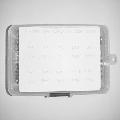 200pcs 304 M4 box-packed screw stainless steel Pan head screws with cross recess GB818 DIN7985 ISO 7045