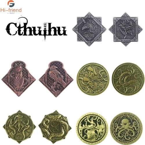 2021 Cthulhu Emblem Hunter Metal Coin Keychain Demon Steampunk Key Ring for Women Men Collection Memorial Coin Gift Jewelry