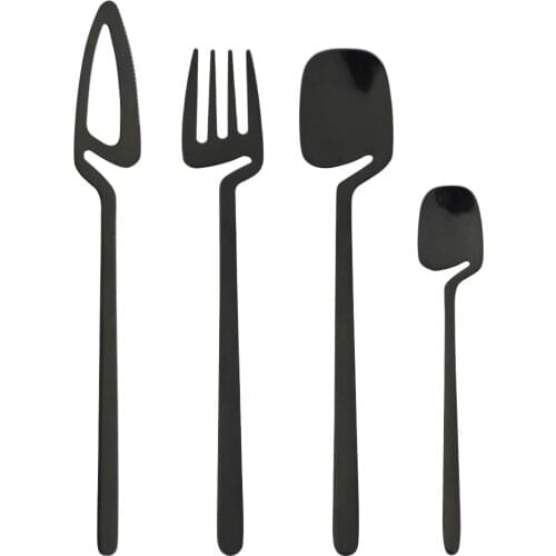 4Pcs Black Cutlery Set Knives Fork Tea Spoon Dinner Tableware Set 18/10 Stainless Steel Dinnerware Party Silverware Flatware Set