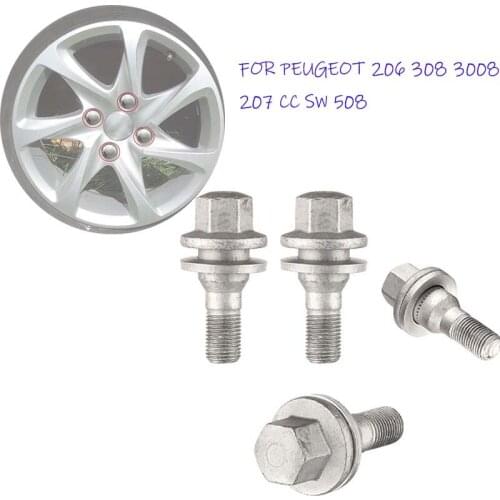 4x For Peugeot 206 308 3008 207 CC SW 508 Citroen Berlingo C3 Pluriel C5 SAXO 2011 2012 2013 Wheel Nuts Bolts Flat Seat 17MM Hex