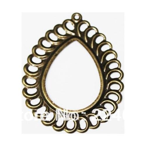 50pcs/lot 57x45mm Bronze Tone Filigree metal piece Flower Wraps Jewelry Findings &Pendant Match Waterdrop Stone Connectors