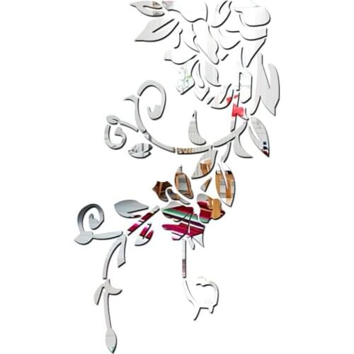 Acrylic Mirror Wall Stickers Flower Shape 31.88x55.11inch Halloween Decoration Wall Sticker Bedroom TV Background Posters