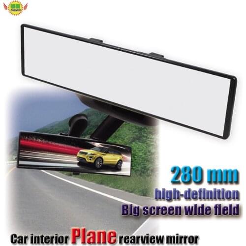 Car interior mirror auto accessories clip on rear view mirror plane 280mm wide angle driving safety universal glass mirror