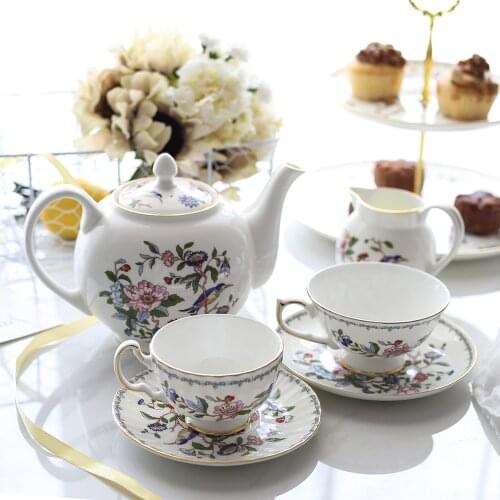 British Canary Tableware Tea Cup Saucer Set Teapot Dessert Stand Plate Noodle Bowl Salad Plates Household Dinnerware Set