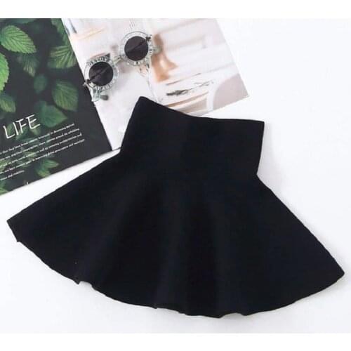 Kids Girls Skirt Solid Clothing Children Short Skirts Knitted High-Waist Pleated Skirt 3-12 Years