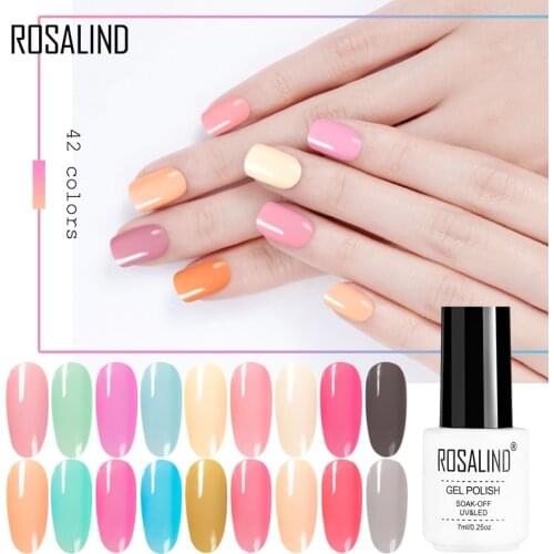 ROSALIND Gel Polish Pink Jelly Pure Color Nail All for Manicure Soak Off Top Coat Vernis Primer Gel UV For Nails Hybrid Varnish