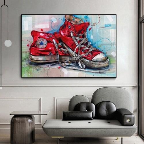 Graffiti Artwork Sneakers Canvas Posters and Prints Popular Street Art Sneakers Wall Pictures Modern Home Living Room Decoration