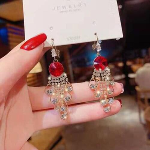 Korean Blue Cubic Zircon Flower Dangle Earrings Long Water Drop Crystal Jewelry Pendientes For Women Fashion Brincos