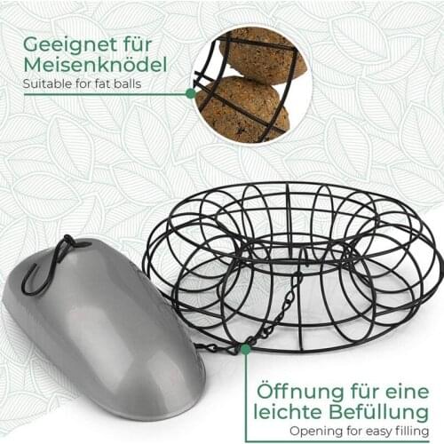 Bird Feeder Windproof Rainproof Ball Holder Round Metal Hanging Style Bird Feeder Large Food Ring
