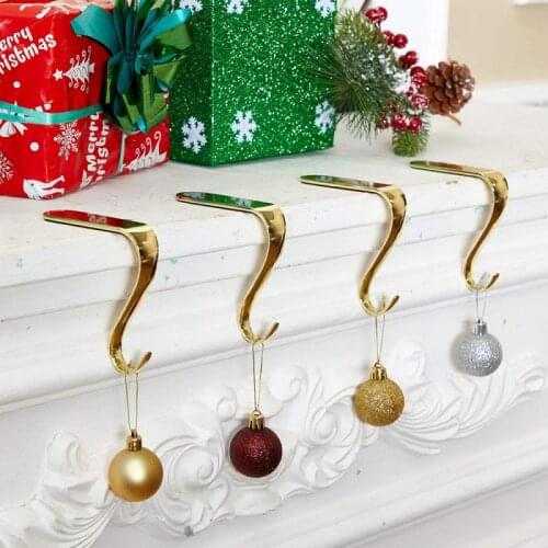 Kitchen Home Organizer Christmas Sock Hanger Hook Metal Mantel Rack Hanger Shelf Fireplace Wreath Handle Set Hooks For Hanging