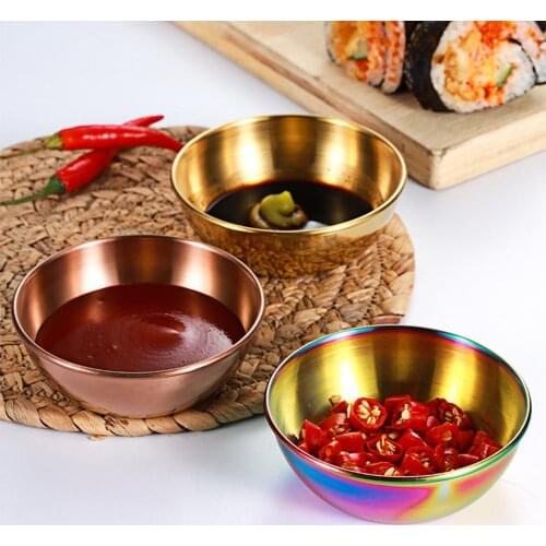 Seasoning Dish Sauce Dish Dipping Bowls Round Rust-proof Stainless Steel Household Small Metal Sauce Plate for Home
