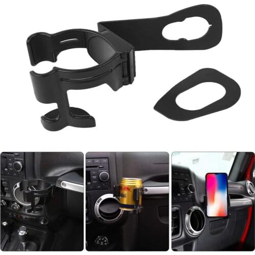 Multi-Function Drink Cup Phone Holder, 2 in 1 Bolt-on Stand Bracket Organizer for 2012-2018 Jeep Wrangler JK JKU