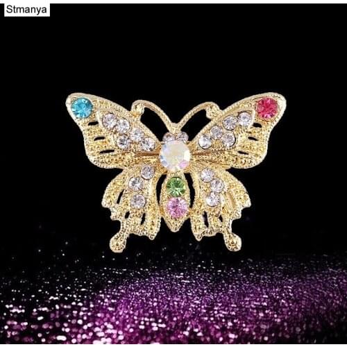 Butterfly Brooch - Cute Insect Brooches Gold Color Austrian Crystal Brooch Pins For Men Women Jewelry Accessories Gift H1076
