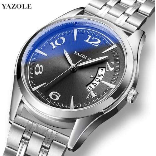 YAZOLE Men Quartz Watch Business Men Auto Date Watches For Mens Luminous Casual Wrist Watch Men Steel Strap Watch Men Clock