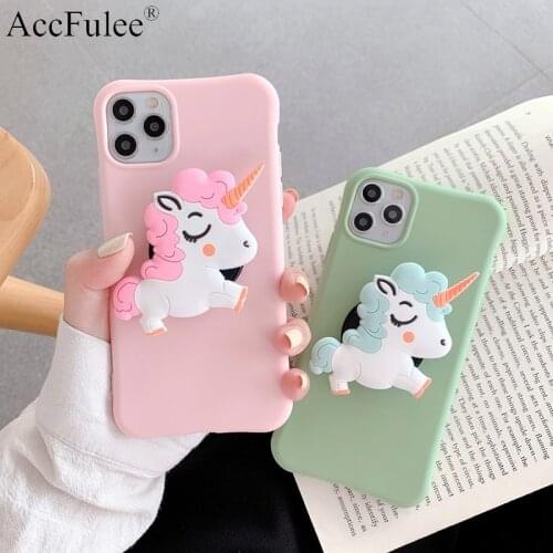 Cartoon Soft Horse Holder Case For Xiaomi Mi Note 10 Lite 10 Ultra 10T 10 Pro 10T 9T 8 SE 6X 5X Silicone Unicorn TPU Stand Cover